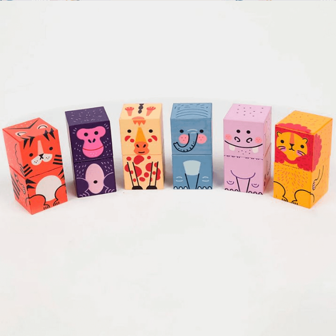 CUBOS MAGNÉTICOS ANIMALES 12 PCS-BRAINTOYS - Imagen 3