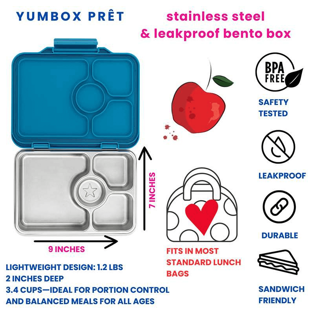 YUMBOX TARTERA ACERO INOXIDABLE GLITTER AZUL - Imagen 3