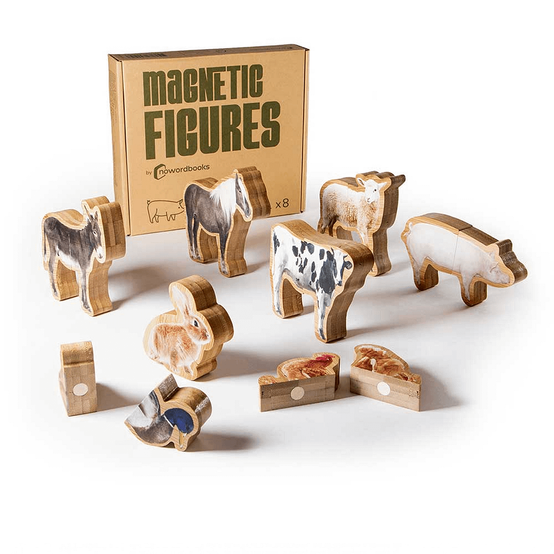 FIGURAS MAGÉTICAS DE BAMBÚ ANIMALES DE LA GRANJA