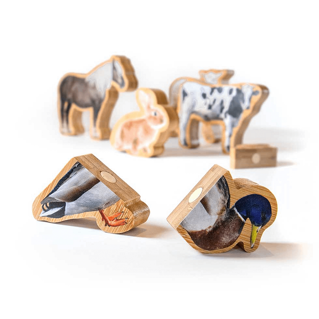 FIGURAS MAGÉTICAS DE BAMBÚ ANIMALES DE LA GRANJA - Imagen 2