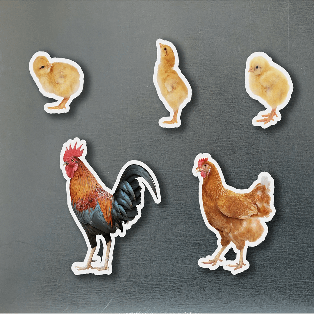 PIEZAS MAGNÉTICAS DE BAMBÚ FAMILIA GALLINAS