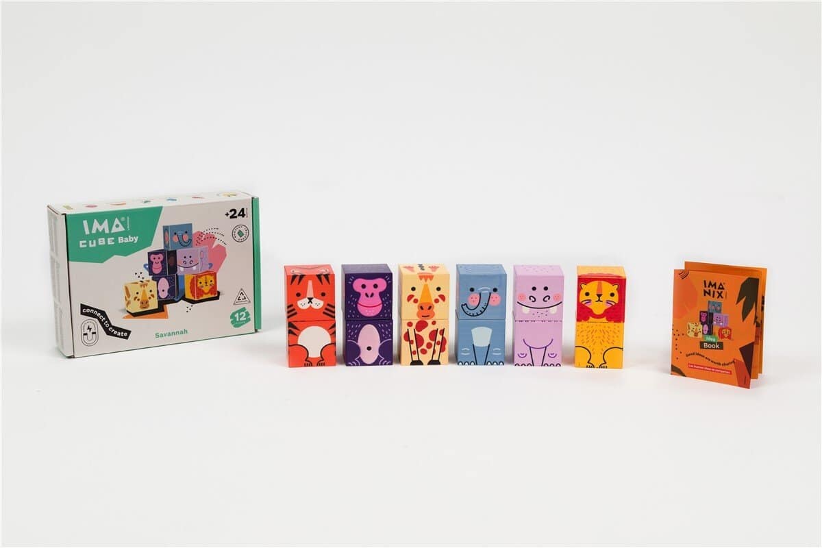 CUBOS MAGNÉTICOS ANIMALES 12 PCS-BRAINTOYS