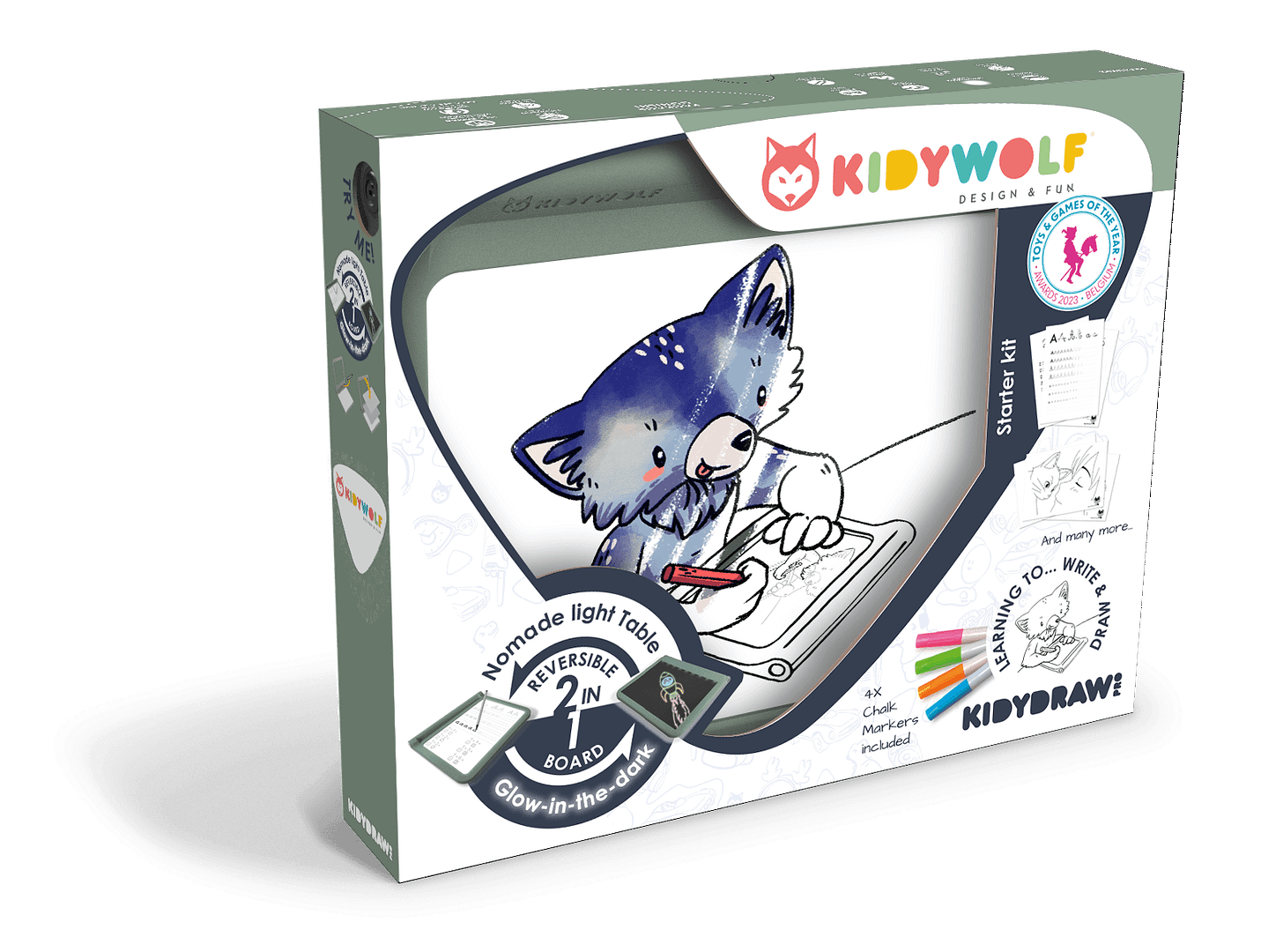 TABLETA LUZ PORTÁTIL DOBLE CARA KIDYDRAW PRO-KIDYWOLF - Imagen 2