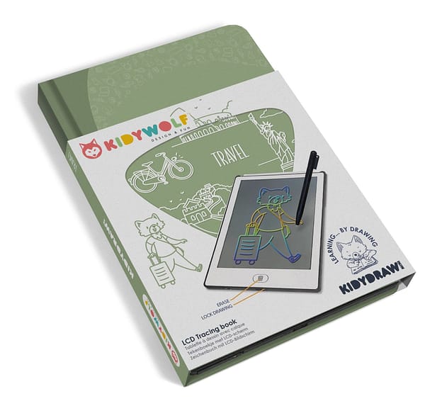 KIDYDRAW MINI TABLETA DE DIBUJO VIAJES-KIDYWOLF