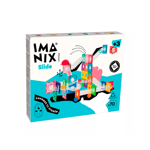 CONSTRUCCIÓN MAGNÉTICA CIRCUITO DE BOLAS TOBOGÁN 70 PCS IMANIX-BRAINTOYS