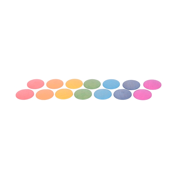 Monedas de madera arco iris-TICKIT